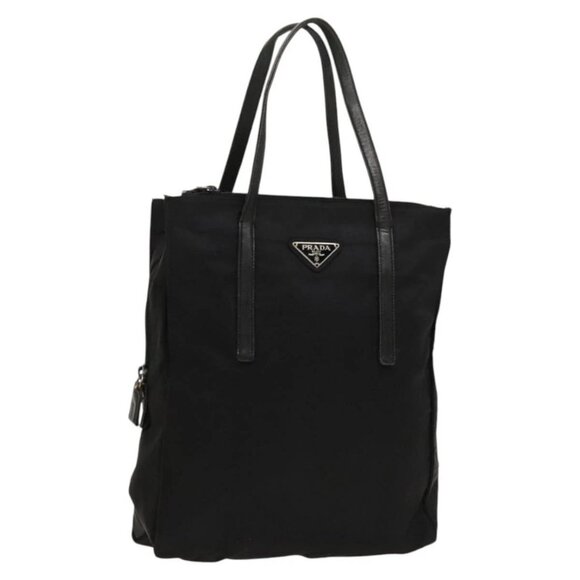 PRADA Hand Bag Nylon Black Silver Auth 122331 - Picture 1 of 16